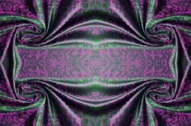 Kusursuz bir doku. İpek kumaş. Pembe-yeşil gözlükler. Projene bu ipek kumaşla su sıçrat. Değişik boyutlardaki desenler çift çizgiler arasında değişmektedir.