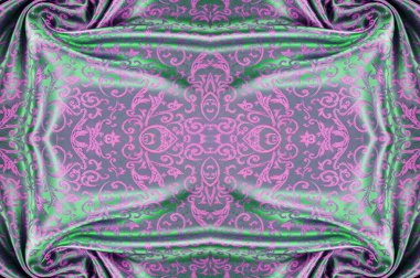 Kusursuz bir doku. İpek kumaş. Pembe-yeşil gözlükler. Projene bu ipek kumaşla su sıçrat. Değişik boyutlardaki desenler çift çizgiler arasında değişmektedir.