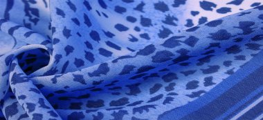 Mavi beyaz çizgili ipek kumaş, Afrika tarzı zebra derisi. Tasarımcı için, tasarımın taslağı, dekoratörün çevresi. Arkaplan dokusu koleksiyonu