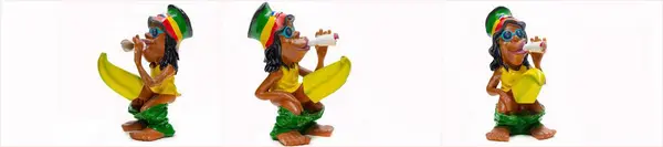 Souvenir figurine of a handmade game rastaman with deflated pins. Banana in a casual setting for extra fun and uniqueness. Perfect for those who love to smoke marijuana or get to know Rastafarian