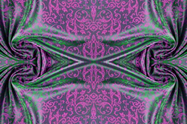 Kusursuz bir doku. İpek kumaş. Pembe-yeşil gözlükler. Projene bu ipek kumaşla su sıçrat. Değişik boyutlardaki desenler çift çizgiler arasında değişmektedir.