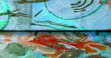 Ressam tarafından çizilmiş ipek kumaş, parlak renkler, kahverengi-sarı mavi renk, dizginlenemez fantezi, doku, arkaplan, desen, duvar kağıdı