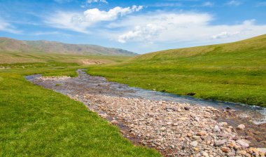 Dağlarda yaz. Dağlık arazide bir nehir. Yaz manzarası. Binlerce yorgun, sinirli, aşırı medeni insan, dağlara gitmenin eve gitmek demek olduğunu anlamaya başlıyor..