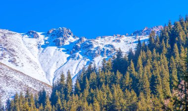 dağlar kış ve kar. Dağların yüksek güzelliğine uzaktan ya da yakından hayran olsan da ne kadar büyüleyici olduklarını inkâr edemezsin..