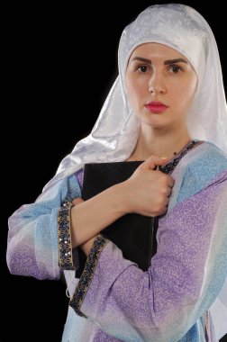 Model studio photo Muslim clothing the Arabic word hijab () literally translated into English as 