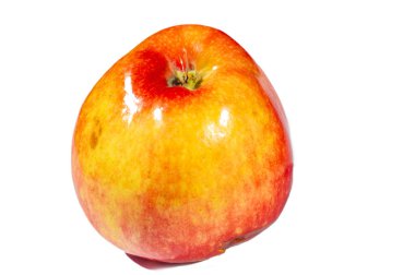 Beyaz arka planda elma. Pectin, quercetin, prosiyanidin ve C vitamini içerirler. Bunlar kanser ve hastalıkların önlenmesinde faydalıdır..