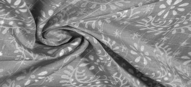 Çiçek desenli siyah ipek kumaş, çok yumuşak, çok yönlü. Tasarımlar, projeler ve daha fazlası için mükemmel. Arkaplan dokusu,