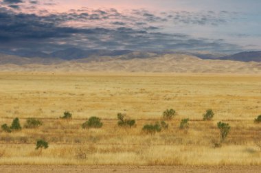 Steppe, Prairie, pitoresk çöl topraklarında seyahat et ve arka planda yükselen dağların hayranlık uyandıran güzelliğine tanık ol. Doğanın tüm ihtişamıyla bir başyapıtı! Çöl Seferi