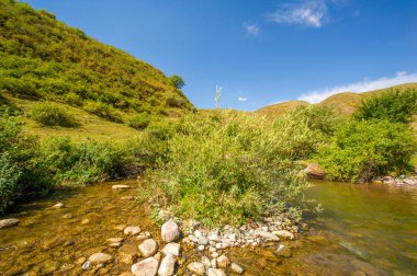 Görkemli dağ manzaraları arasında huzurlu nehir akıntısı. Doğanın tüm ihtişamıyla hayranlık uyandıran güzelliğini tecrübe et. Temiz dağ havasını içine çek ve bırak endişelerin akıp gitsin.