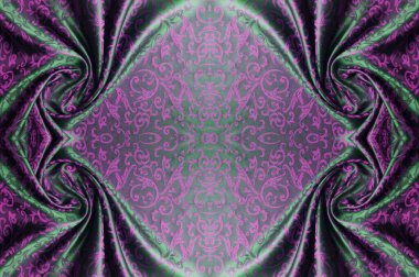 Kusursuz bir doku. İpek kumaş. Pembe-yeşil gözlükler. Projene bu ipek kumaşla su sıçrat. Değişik boyutlardaki desenler çift çizgiler arasında değişmektedir.