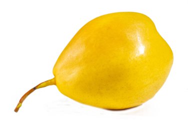 Meyve içeriğinin reklamcılık veya ürün ambalajlama tasarımı için ideal olduğunu gösteren temiz ve profesyonel görünüm için sulu bir armut beyaz arka planının yakın plan fotoğrafı