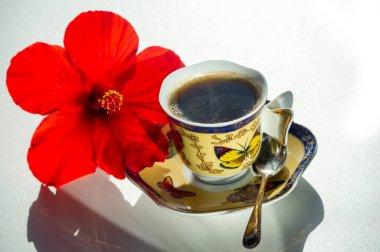 Güzel bir Çin porselen fincanında kahvenizin tadını çıkarın. Sehpanızı bir çiçekle süsleyerek biraz zarafet katın. Gelenek ve modernliğin mükemmel kombinasyonunu tecrübe et..