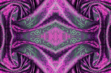 Kusursuz bir doku. İpek kumaş. Pembe-yeşil gözlükler. Projene bu ipek kumaşla su sıçrat. Değişik boyutlardaki desenler çift çizgiler arasında değişmektedir.