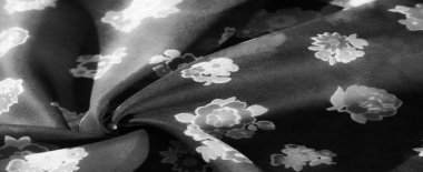 Yumuşak Çiçek desenli zarif siyah kumaş, Giysiler ve Ev Dekorasyonu Teknikleri İçin Uygun