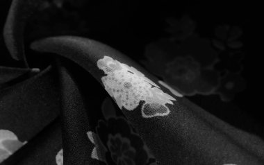 Çiçek desenli Siyah ve Beyaz Kumaş, Moda ve İç Tasarım İçin Yüksek Kaliteli Tekstil Yakın Çekim
