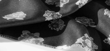 Zarif Beyaz Çiçek desenli zarif Siyah Kumaş İç Tasarım veya Üst Düzey Moda İçin Mükemmel