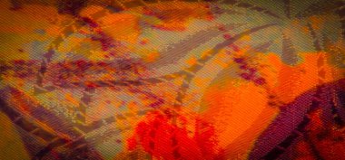 Turuncu, kırmızı ve morun yoğun tonlarında akan kumaşların canlı bir yakın çekimi. Soyut desenler yüzey boyunca dalgalanarak kumaşların parlak dokusunu vurguluyor..