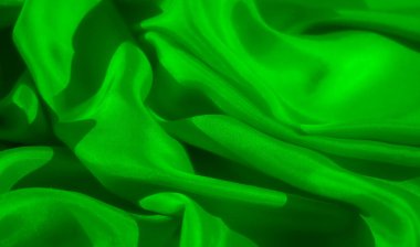 Fotoğraf, yeşil bir kumaşın dokusuna ve pürüzsüzlüğüne odaklanır. Yumuşak kıvrımlarını yakalar ve ışığın ve gölgenin gösterişli hissini vurgular..