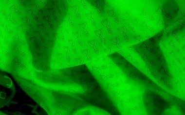 Bu soyut yeşil kumaş, minimalist bir dizayn ile tekrar eden siyah üzengi deseni sergiliyor. Malzemenin narin kıvrımları pürüzsüz ve pürüzsüz dokusunu geliştirir..