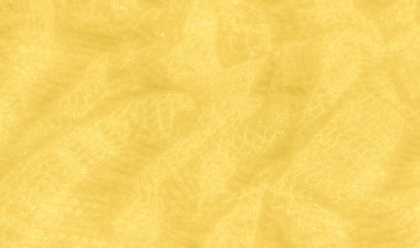 Sönmüş sarı dantel kumaş, ışıkta hafifçe parıldıyor. Kumaşın zarif dokusu, karmaşık ve zenginliği çağrıştıran gösterişli parıltılı dokuma desenlerini ortaya koyuyor..