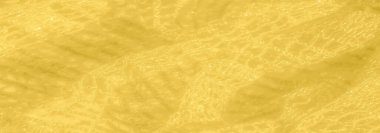 Işıldayan ipliklerle yıkanmış sarı dantel kumaş ve yumuşak ve parlak bir görüntü oluşturan karmaşık desenler. Doku zengin ve lüks, moda için mükemmel.