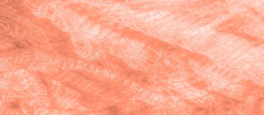 Yumuşak şeftali dantelli kumaş bulanıklığı. Karmaşık ve narin dokuma kalıbını gösteriyor. Şeffaf tasarım karmaşık bir dokunuş ekler, nazikçe aydınlatma dokuyu vurgular..