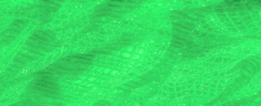 Işığı yakalayan karmaşık desenli yumuşak yeşil dantel kumaş bulanıklığı, parlak bir doku yaratıyor. Katlar nazik ve zarif bir görsel etki yaratıyor..