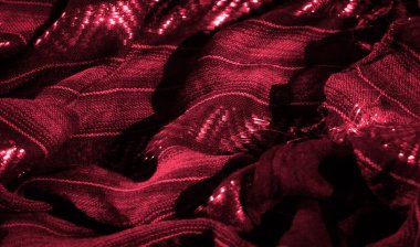 Parlak röfleli ve ince desenli derin dokulu kırmızı kumaş bulanıklığı. Zarif kıvrımlar ve parıldayan tasarım lüks ve sofistike, üst düzey tekstil ve moda tasarımları için ideal.