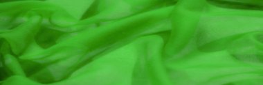 İnce ağ detaylarıyla canlı yeşil kumaşın bulanık görüntüsü narin dokusunu ve nazik örtülerin oluşturduğu doğal kıvrımları vurguluyor. Yumuşak kıvrımlar yumuşak bir görsel cazibe sunar.