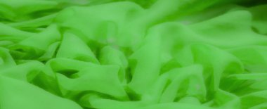 İnce kıvrımlı ve kıvrımlı canlı yeşil bir kumaş, akıcı ve yumuşak bir doku yaratıyor. Işık, karmaşık ağ yapısını vurgular, kumaşa neredeyse parıltılı bir görünüm verir..