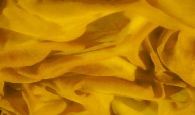 Yumuşak bir akışa dönüşen sarı bir kumaşın bulanık görüntüsü hassas dokular ve nazik dalgalar yaratıyor. Sıvı tasarımı, canlı sarı renkte bir zarafet ve hareket hissi sunuyor.