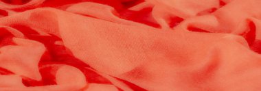 Karmaşık kıvrımları ve gölgeleri olan kırmızı kumaş bulanıklığı narin ve akıcı bir görünüm yaratıyor. Malzemenin yumuşaklığı ışığın ve gölgenin nazik etkileşimiyle vurgulanır..