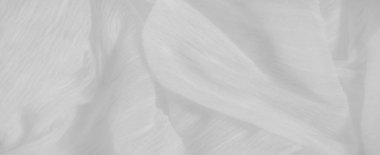 Yumuşak dokuları ve dalgalı kıvrımları olan ince beyaz kumaş bulanıklığı. Sakin ve temiz hatlar, arka plan, doku veya minimalist tasarım projeleri için ideal sakin bir atmosfer yaratıyor..