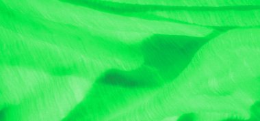 Detaylı bir ipliğe sahip parlak yeşil bir kumaş soyut, dokulu bir görünüm yaratır. Kumaşın yumuşak, dalgalı dalgaları organik bir hareket ve canlılık hissi uyandırıyor..