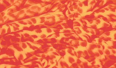 Bulanık kumaş tasarımı, leopar benzeri turuncu ve sarı noktalar, yumuşak kıvrımlar halinde kıvrılıyor. Enerjik desen dinamik enerji ekler, bu da onu cesur ve yaratıcı projeler için ideal kılar..