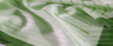 Yumuşak, parıldayan yeşil kumaş, ince çizgili desenler ve ışık yansıtan aksanlar, hareketli, sakin ve hassas bir görsel doku yaratıyor..