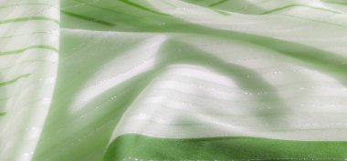 Karmaşık çizgili detaylarla buruşmuş yeşil kumaş bulanıklığı dinamik ve dokulu bir yüzey oluşturuyor. Işık parlak dokusundan yansıyarak estetik çekiciliğini arttırıyor..