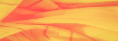 İnce çizgili aksanlı, parlak ışık yansımalı pürüzsüz sarı bir kumaşın bulanıklığı. Yumuşak doku ve canlı rengin kombinasyonu sanatsal kullanım için sıcak, soyut bir görsel yaratıyor..