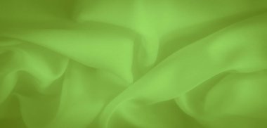 Parlak yeşil kumaş pürüzsüz kıvrımlar ve kıvrımlar gösterir, canlı ve yumuşak bir görünüm yaratır. Kumaşların yumuşak akışı yansıtıcı dokusu ve ince hareketleriyle vurgulanır..