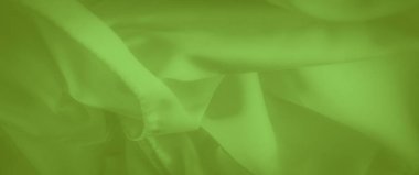 Bulanık yeşil kumaş pürüzsüz kıvrımlar ve yumuşak bir parıltı sergiler, parlak ve pürüzsüz bir doku yaratır. Parlak yüzey ve nazik kıvrımlar kumaşa bir hareket ve zarafet hissi ekler..