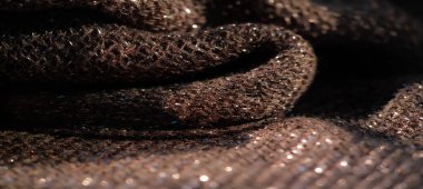 Metalik ipliklerden yansıyan parıltılı yansımalarla güçlendirilmiş, derinden dokulu, zengin bir kumaşın bulanıklığı. Katlamalar ve ışık etkileşimi lüks bir his yaratıyor. Detaylı tekstil için mükemmel.