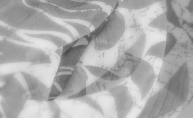 Işık ve gölgenin bulanıklığı yumuşak, beyaz bir kumaş üzerinde soyut şekiller oluşturuyor. Nazik kıvrımlar ve akışkan dokular, tasarım projeleri için ideal, bu resme sakin ve narin bir görünüm verir..