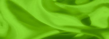 Yumuşak, pürüzsüz kıvrımlarla kaplanmış parlak yeşil saten kumaştan bulanık, parlak, parlak bir kaplama ile parlak ve parlak bir yüzey oluşturarak ipeksi dokusunu ön plana çıkarıyor..