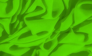 Katlanmış neon yeşil kumaş bulanıklığı, görüntüye derinlik katan yumuşak ama yapılandırılmış kırışıklıkları vurguluyor ve benzersiz bir görsel temsil sunuyor..