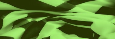 Siyah dalga benzeri çizgilerle nazikçe katlanmış yeşil kumaş bulanıklığı renk ve dokuların uyumlu bir karışımını oluşturuyor. Yumuşak kıvrımlar rahat ve zarif bir stil sağlar.