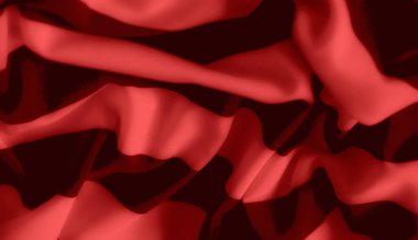 Derin gölgeleri ve katmanlı kıvrımları olan akışkan kırmızı bir kumaşın bulanıklığı çarpıcı bir kontrast yaratır. Kumaşın yumuşak dokusu ve canlı tonu sıcaklık ve hareket hissi katar..