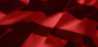 Alternatif siyah desenli canlı kırmızı kumaş, kıvrımlar ve derin kontrastlarla çarpıcı bir görüntü yaratır. Yumuşak ama cesur, kumaş sıcaklık ve tarz yayar..