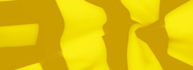 Sarı kumaşın kıvrımlı bulanıklığı parlak ve gölgeli bölümler arasında ışığın kaydığı, dokunun derinliğini ve sıcaklığını arttırdığı parlak bir parıltı yaratır..