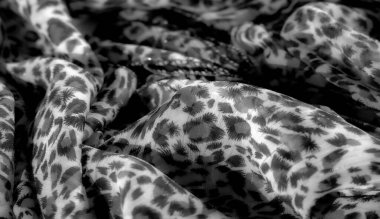 Karmaşık desenli bulanık kumaş. Şeffaf bir arkaplanda siyah şekiller yumuşak ve akıcı bir görünüm korurken kalın bir kontrast oluşturur.