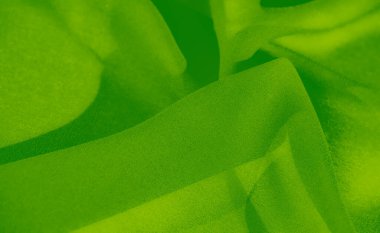Görüntü, canlı yeşil kumaş bir dizi yumuşak, akışkan kıvrımlar halinde açılır ve nazik dalgalar izlenimi yaratır. Yumuşak, kadifemsi dokusu, maddenin lüks kalitesini vurgular..